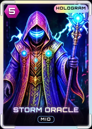 Storm Oracle card with the Hologram finish, as the game draws it