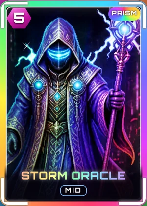 Storm Oracle card with the Prism finish, as the game draws it