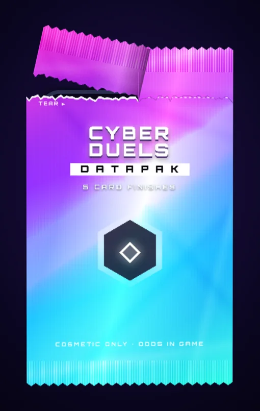 A Datapak being torn open along its perforation, in-game screenshot