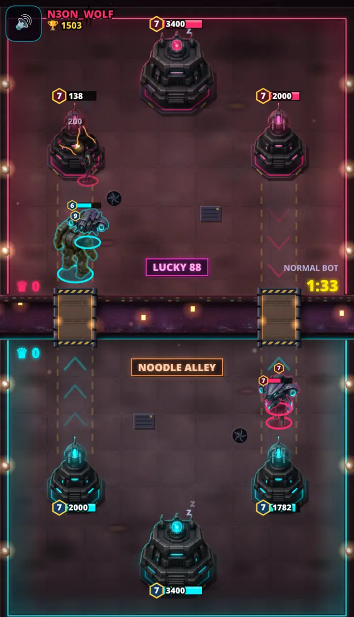 Towers showing damage, pre-release art